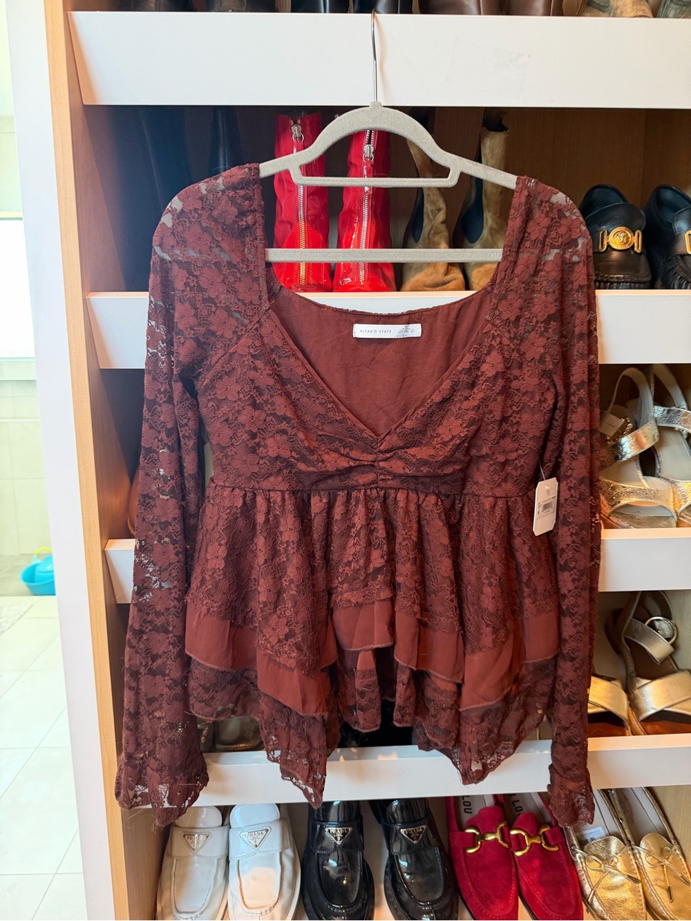 Altar’d State Lace Peplum Top
